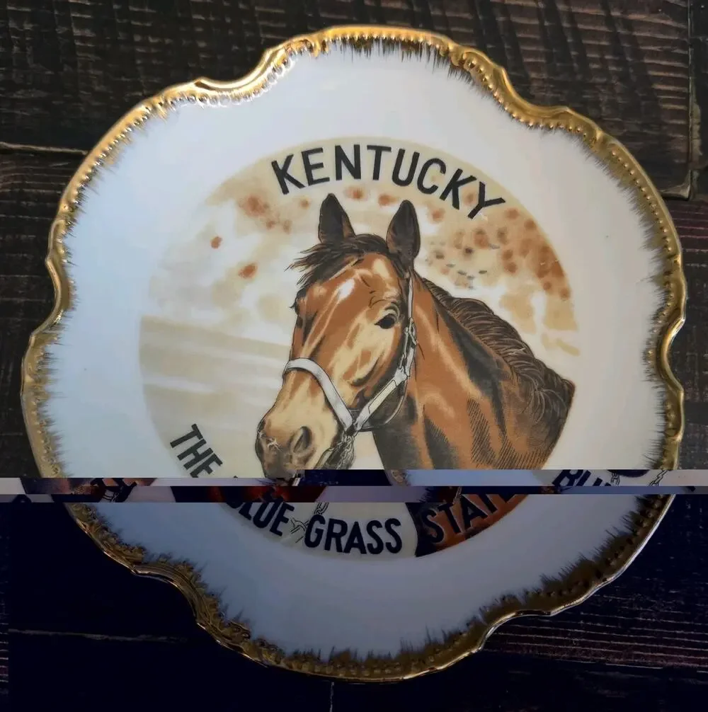 Vintage Kentucky The Blue Grass State Horse Souvenir Porcelain Collector Plate